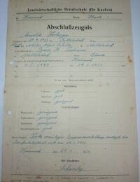 Arnold Forberger, Berufsschule Abschlußzeugnis 1951
